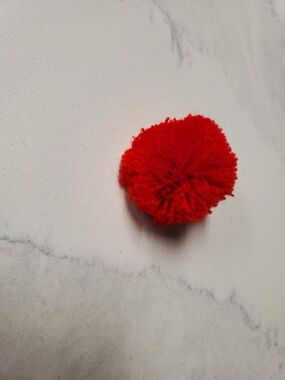 Lot of 2 - Handmade Red Pom Pom Ceramic Magnets